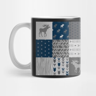 Woodland Patchwork - Navy and grey moose Mug